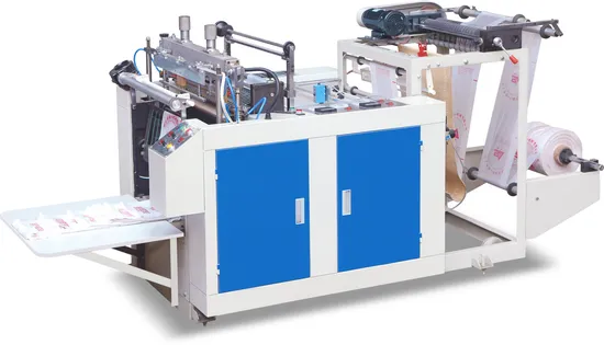 HMI screen showing bag length, batch counter and sealing parameters